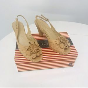 Sachelle Camel Nubuck Sling Back Peep Toe Heel 39